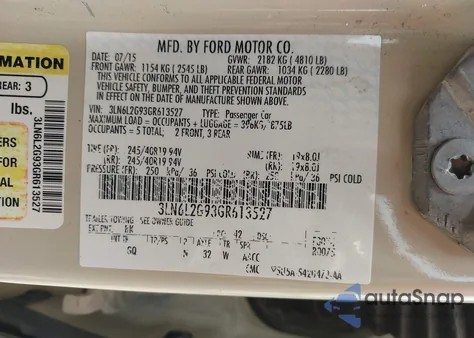 2016 Lincoln Mkz z USA, uszkodzony, nr VIN 3LN6L2G93GR613527